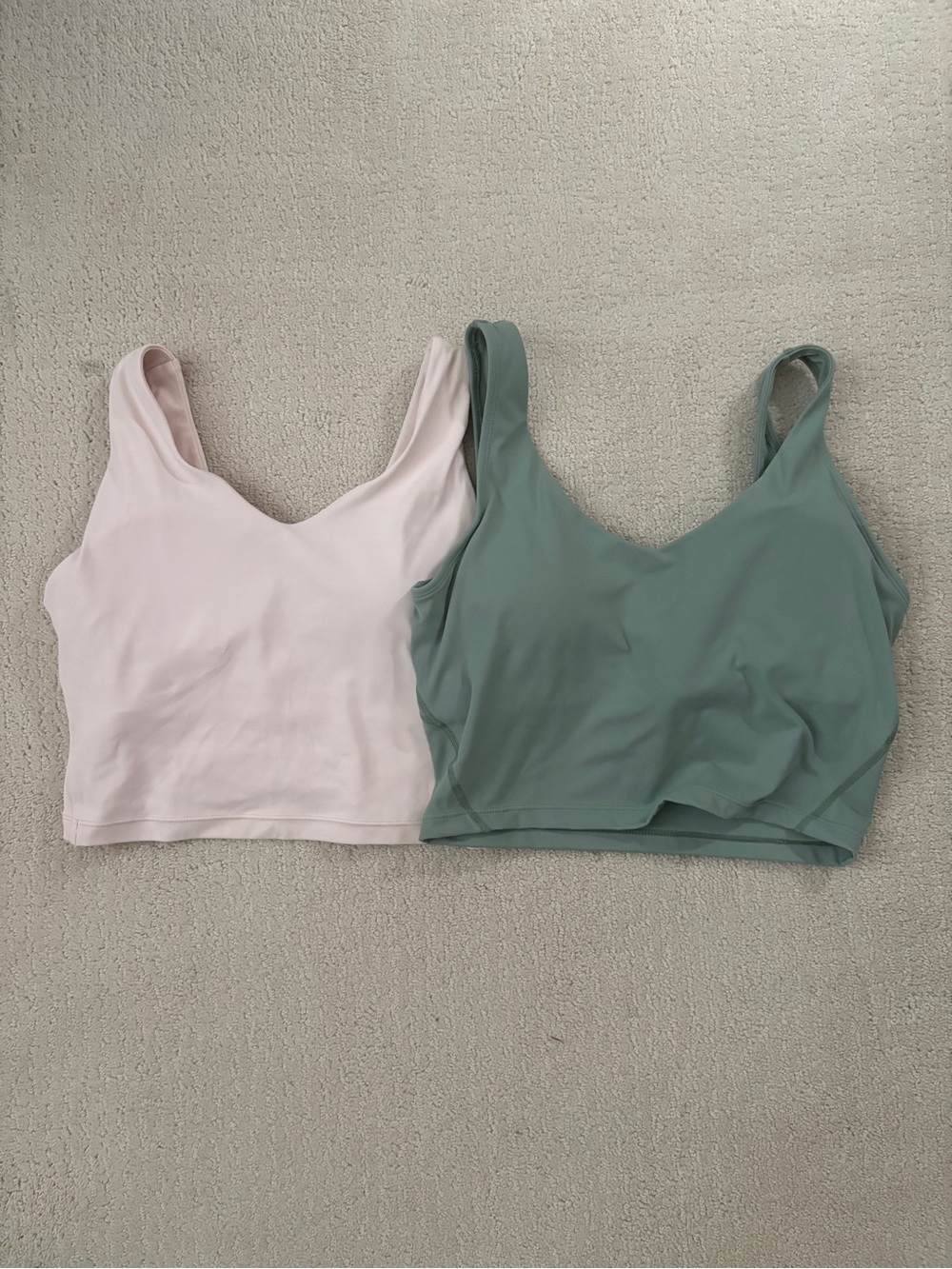 Cropped Workout Tanks with Built in Bra - Pink & Sage Bundle